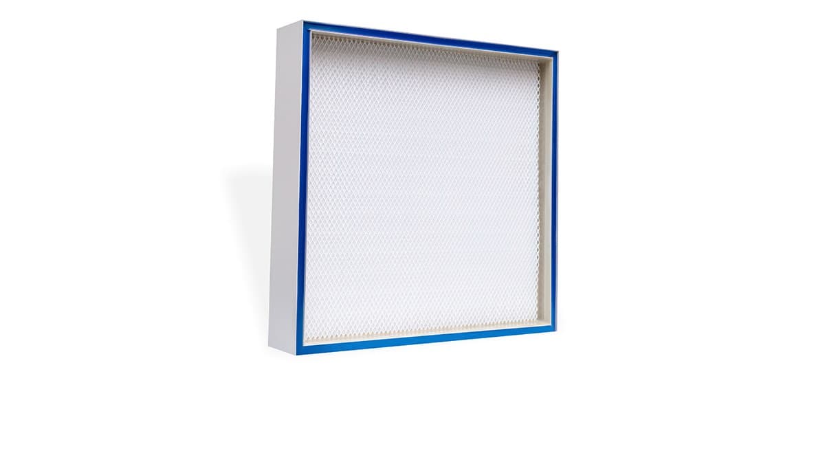 Mini pleat HEPA filter with gel seal channel