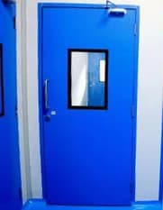Flush cleanroom door with vision panel