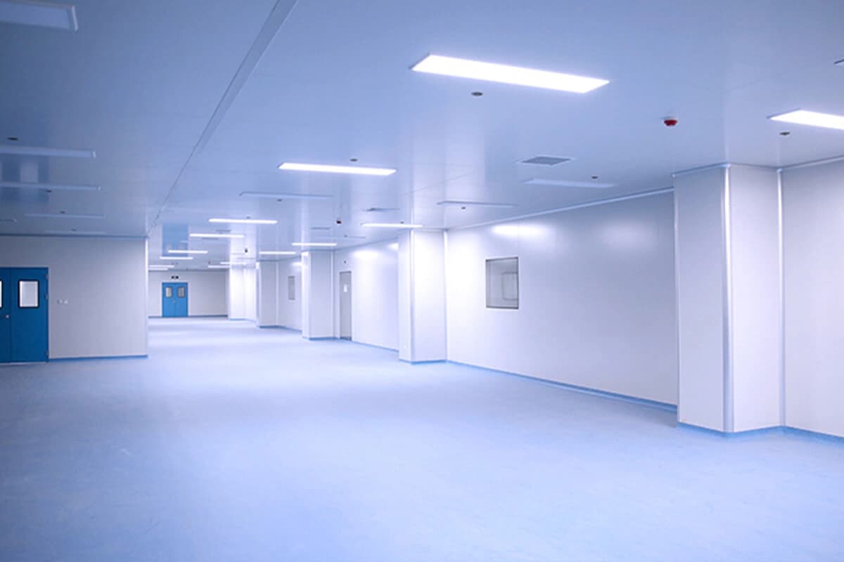 Completed cleanroom interior with modular panel walls