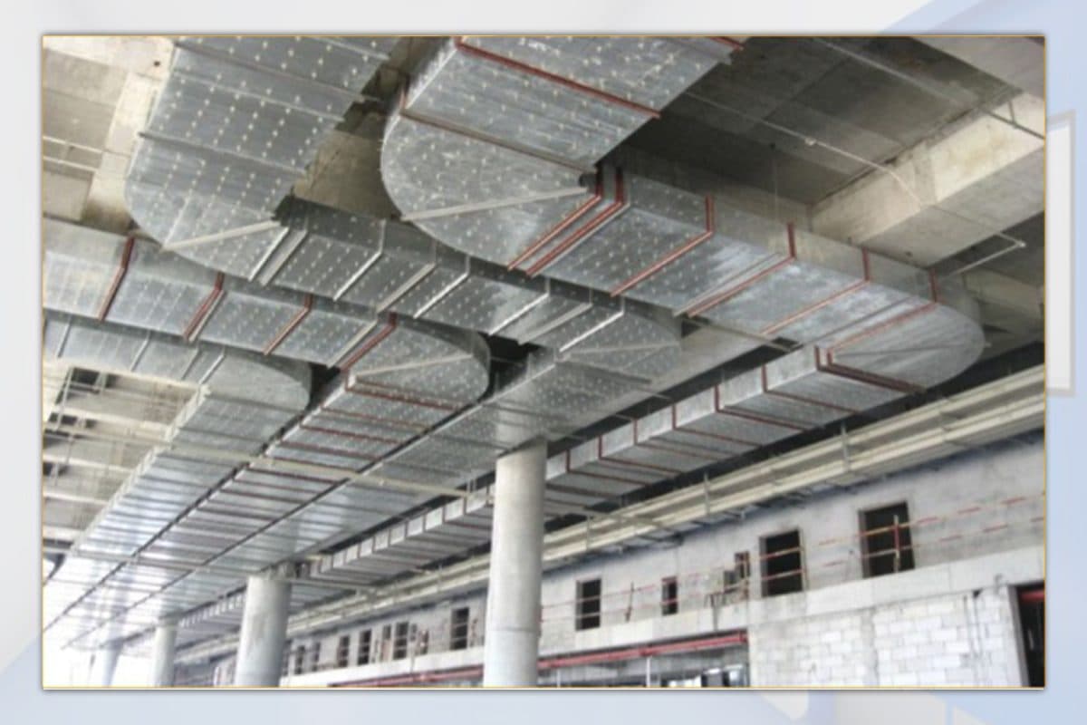 Cleanroom HVAC ducting installation in progress